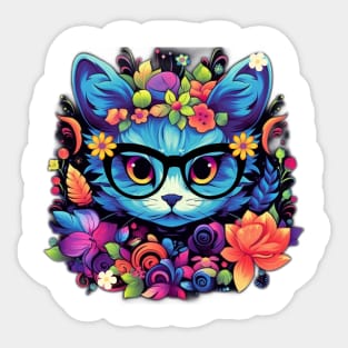 cute cat with glasses Sticker